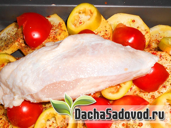 Рецепт куриная грудка с овощами - Приготовление куриной грудки с овощами в духовом шкафу - DachaSadovod.ru